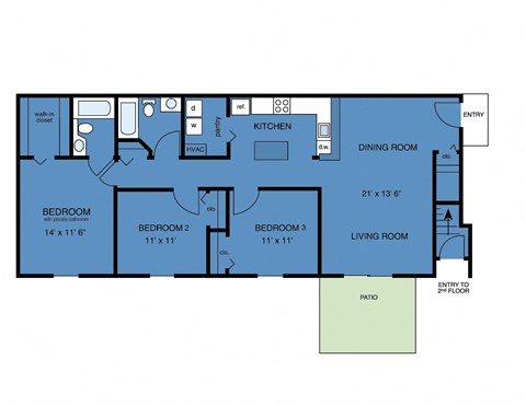 3 bedroom 2 bath apartment